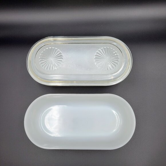 Vintage Anchor Hocking Fire King Refrigerator Dish Ware Milk Glass Rectangle - Picture 3 of 16